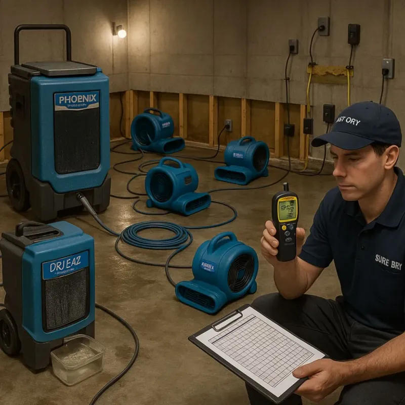 Structural Drying and Dehumidification process in Cayucos, CA